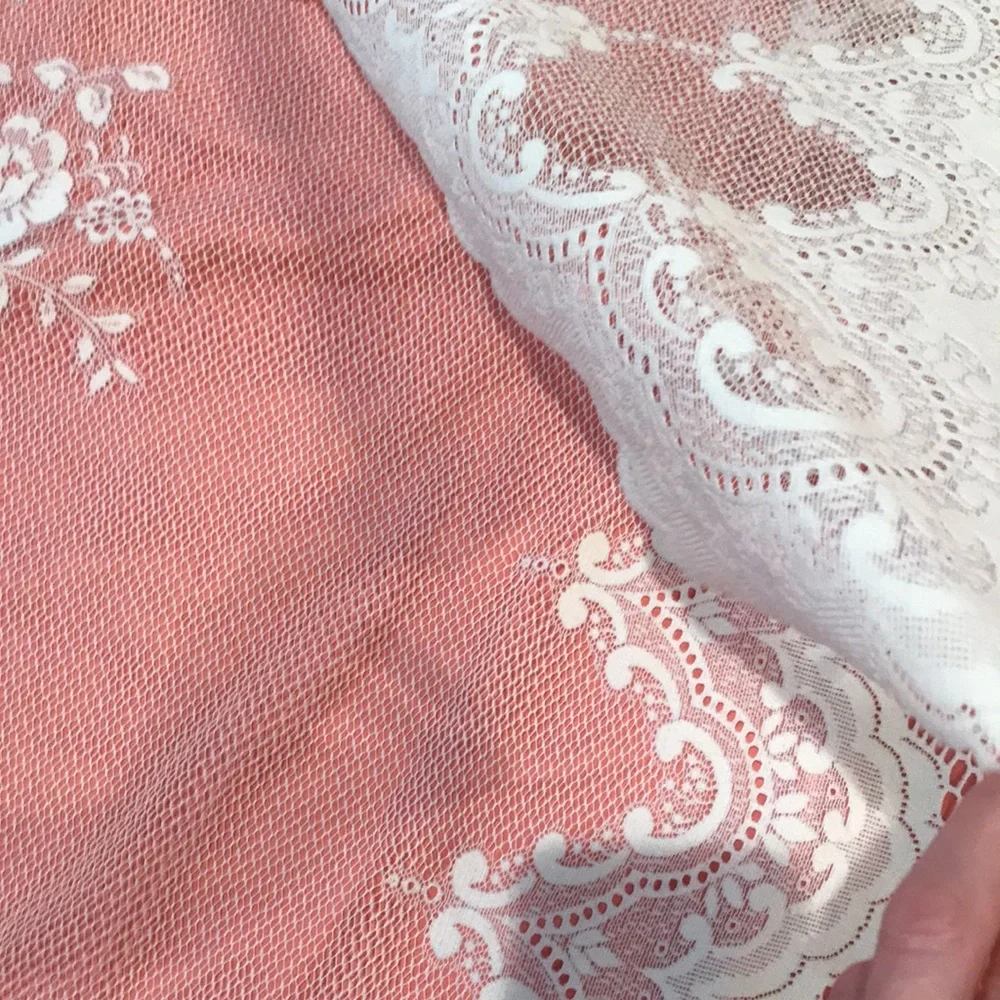 Curtain Sheer Lace Floral Curtain with Attached Valance (1-piece)
